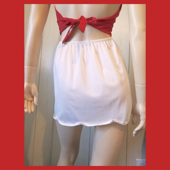 😺Vintage 60s Eau de Catnip Cutest Happy Green Kitty Mini Slip Skirt - Picture 6 of 8